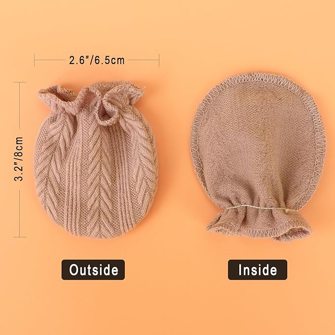 BQUBO Newborn Infant Toddler Mittens No Scratch Cotton Elastic Wrist Gloves Hypoallergenic for 0-6 Months Baby Boys Girls