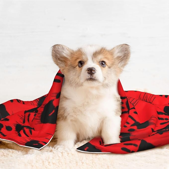 Pet Blanket for Couches and Beds, Funny Bloody Horror Halloween Theme, Reversible Double Sided Plush Design with Soft Bumpy Texture and Smooth Surface, Furniture Protector