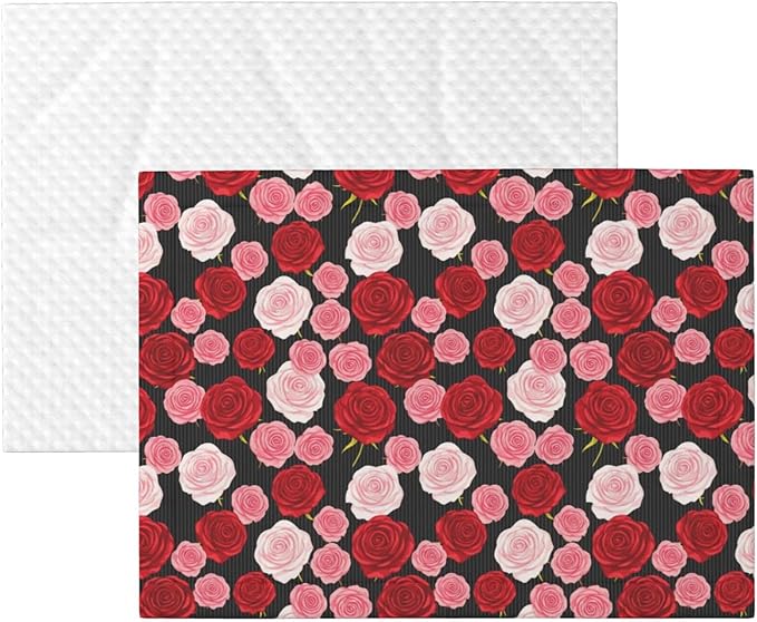 Two Sided Plush Pet Blanket for Warmth Comfort, Black White Stripes Red Rose Flowers, Reversible Throw with Cozy Nubby Side for Chilly Nights Napping Spots Around House