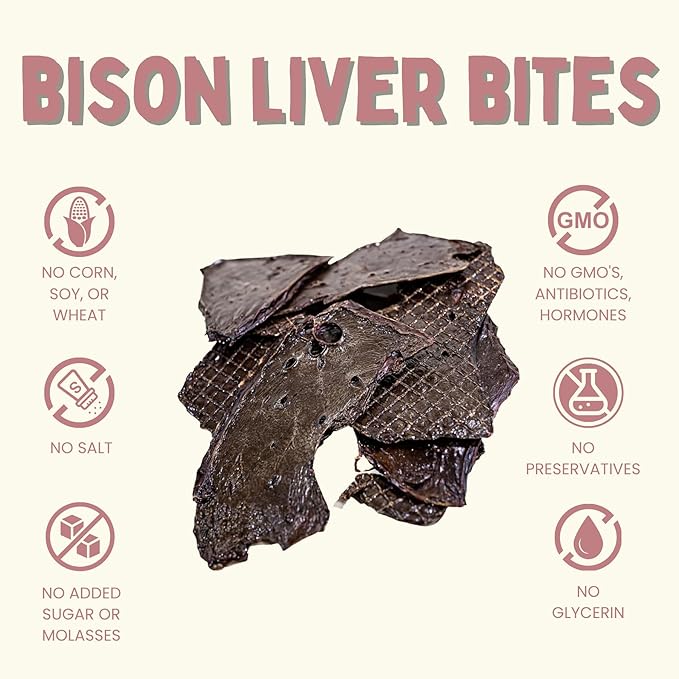 Winnie Lou Bison Liver Bites Dog Treats – Limited Ingredient, Human Grade, Training Treats for Small, Medium & Large Dogs, USA Made, High Protein, Chews, Hypoallergenic, Sensative Stomach (1 Pack)