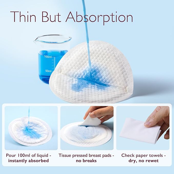 Momcozy Ultra-Thin Disposable Nursing Pads, Ultra-Absorbent and Breathable Portable Breast Pads for Mothers, Keep Dry Continuously, Make Breasts Light and Unburdened, Individually Packaged（60 Count）