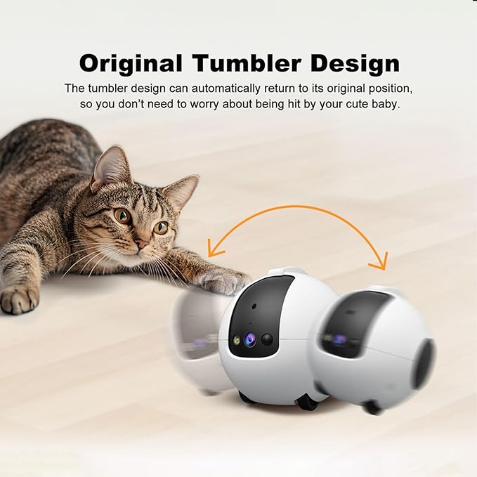 1080P HD Moving Pet Camera Two Way Audio Pet Camera 10000mAh Battery Pet Monitoring Camera Remote APP Control Camera with Night Vision Interactive Cat Camera Companion Robot