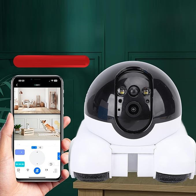 Movable Pet Camera with Double Lens 1080P Dual Rotating Picture Watching Wireless Indoor Security Camera for Cats Dogs