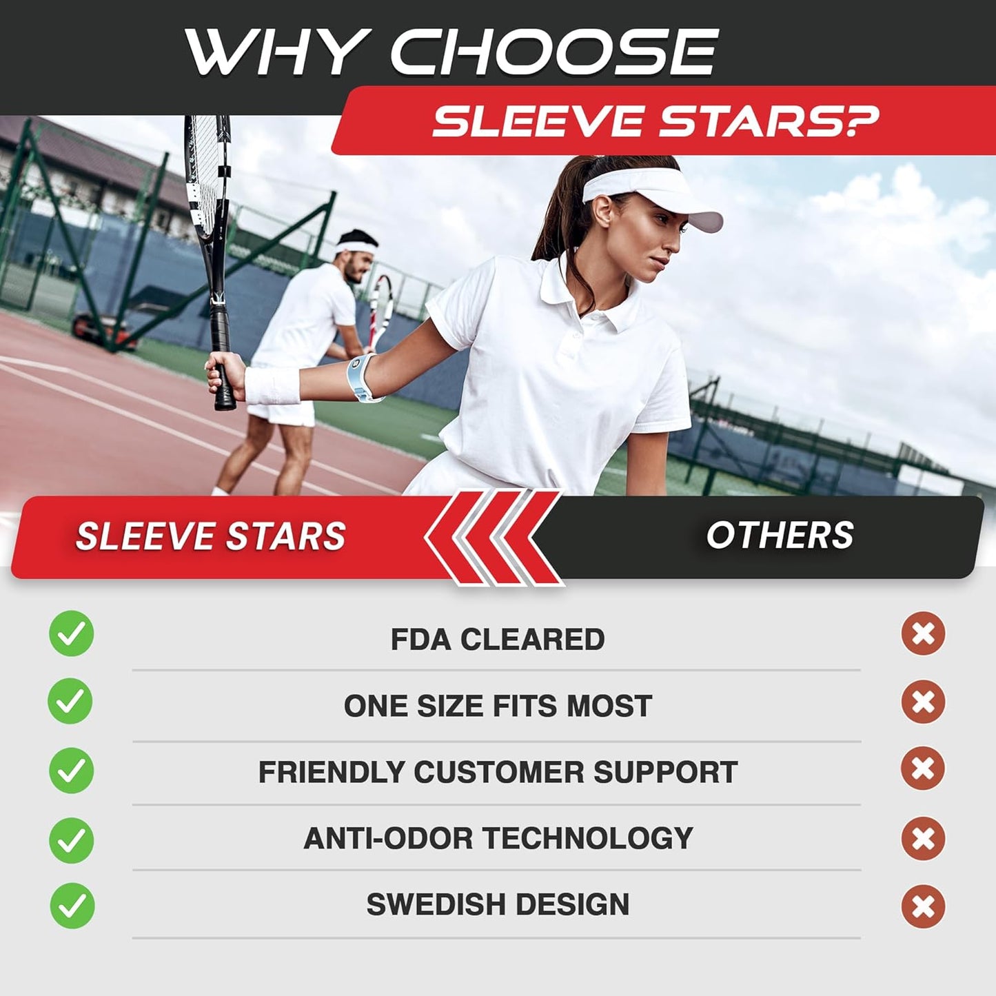 Sleeve Stars Tennis Elbow Brace for Women - Adjustable Tennis Elbow Strap, Golfers Elbow Brace for Men, Counterforce Brace for Tendonitis Relief, Fits 9"-23" (Single/Light Blue)
