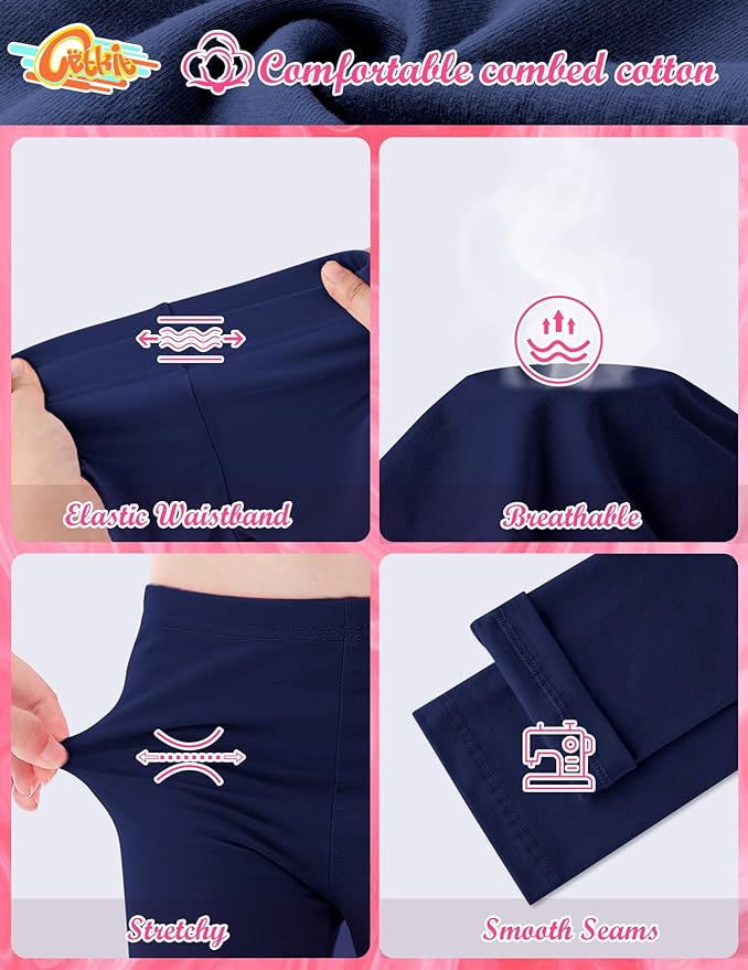Girls Leggings Cotton Leggings for Toddler Footless Girls Pants Stretchy Baby Girl's Pants Infant Basic Leggings Size 6M -14Y