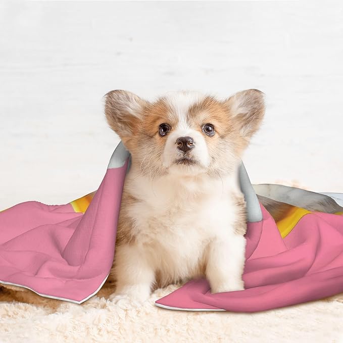 Waterproof Dog Blanket Soft Pet Blanket for Puppy, Fleece Cat Throw Blankets for Furniture Bed Couch Sofa Reversible - A Funny Cat