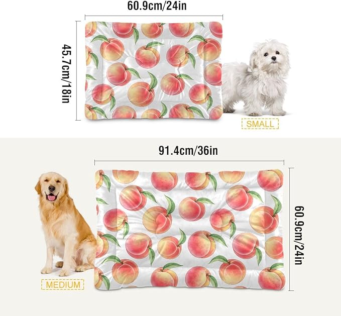 Emelivor Pink Peaches White Dog Cat Bed Washable Crate Pet Bed Anti-Slip Comfortable Durable Dog Crate Bed for Indoor Small Medium Large Dogs Cats, 24x18in