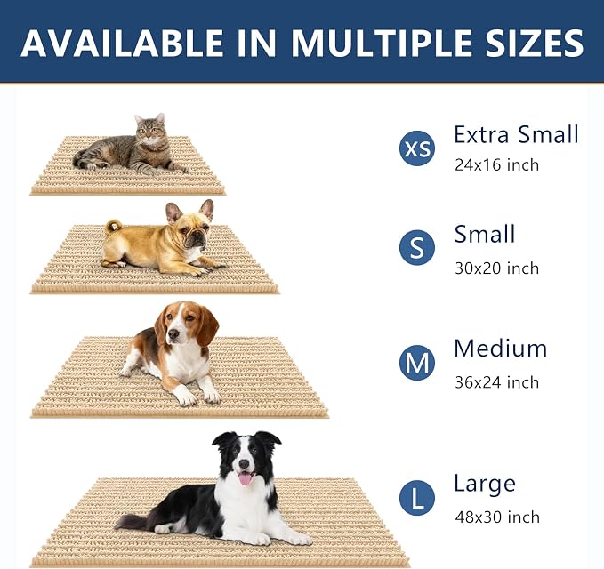 Smiry Dog Door Mat for Muddy Paws 40x32, Absorbent Dirt Trapper, Non-Slip