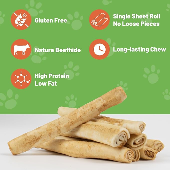 MON2SUN Dog Rawhide Rolls Twist Sticks 6.5 Inch Chew Treats Chicken Flavor 60 Count for Puppy and Small Dogs