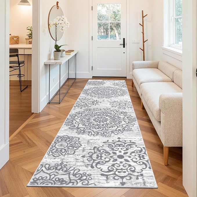 HEBE Hallway Runner Rug 3'x12' Washable Vintage Distressed Area Rugs Non Slip