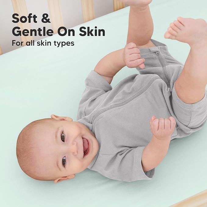 KeaBabies 2-Pack Organic Crib Sheets for Boys, Girls - 52x28 Fitted Crib Mattress Sheet Neutral, Breathable Jersey Cotton Cover for Baby Bed, Toddler Mattress, Soft & Cute Prints (Pastel)