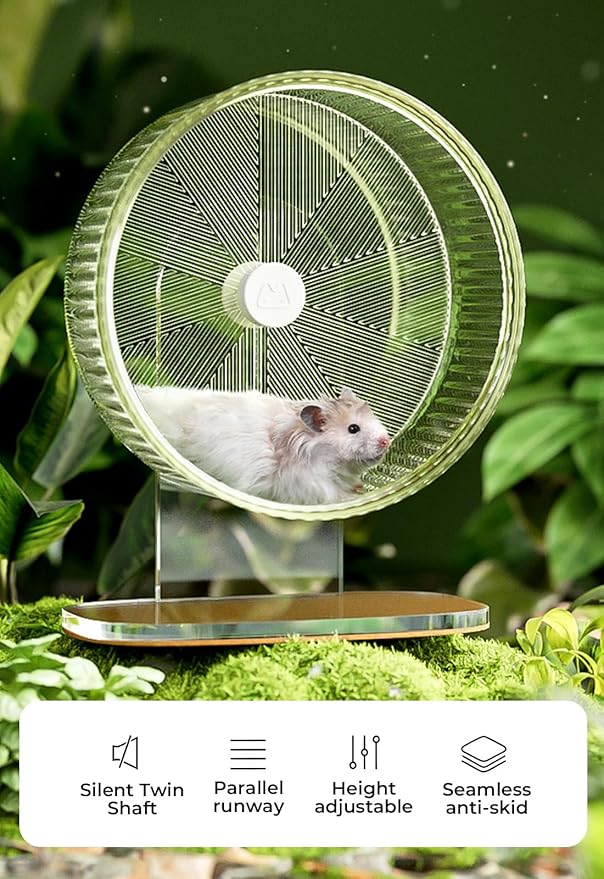 Super-Silent Hamster Exercise Wheel: Silent Spin Toys Hamster Running Wheels with Height Adjustable Stand for Hamsters Gerbils Mice Or Other Small Animals -6.5inch Yellow