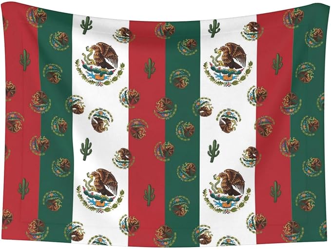 Reversible Plush Throw for Dogs and Cats, Mexican Flag, Double Sided Blanket with Nubby Dot Side and Sleek Side Ideal for Cuddling Nesting Security