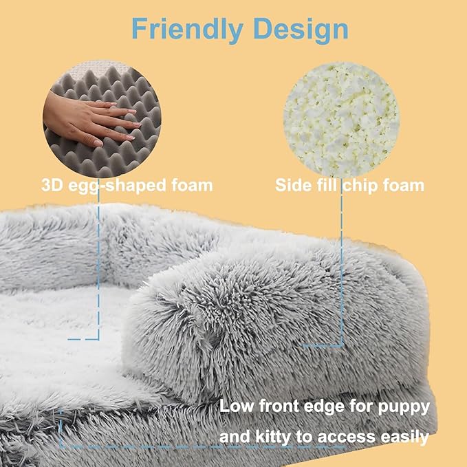 Dog Beds Large Sized dog Orthopedic, Sofa Dog Bed with Waterproof Lining and Nonskid Bottom, Rectangle Washable Dog Bed for Medium Small Dogs and Cats Comfortable ( Color : Purple , Size : 43 x 27" )