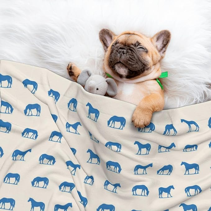 Reversible Dog Blanket for Beds Couches, Abstract Horse, Double Sided Cat Blanket with Textured Dot Feel and Smooth Feel for Seasonal Comfort All Year