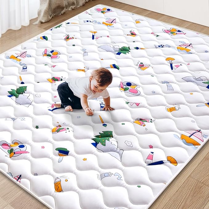 Baby Play Mat - 79" X 63",Premium Thicker Foam One-Piece Crawling Mat, Machine Washable, Extra Large Anti-Slip Activity Playmat for Babies, Toddlers & Infants