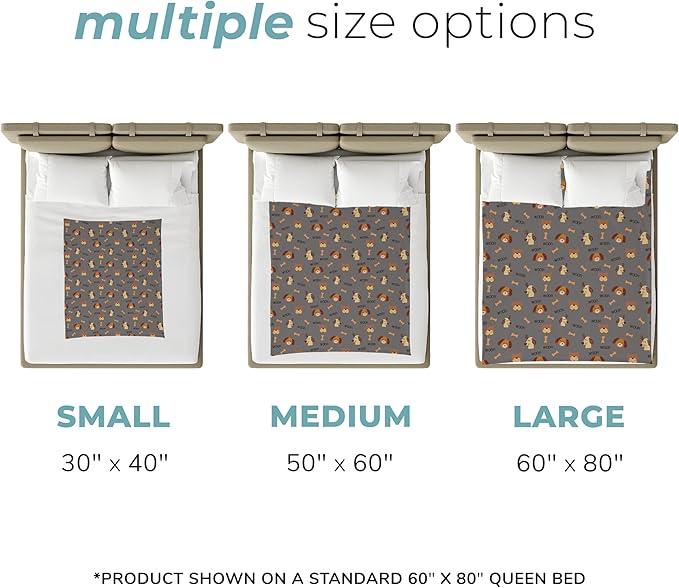 Grey Woof Fleece Pet Lightweight Blanket - 30" x 40" - Cute for Dogs - Gifts and Puppy Essentials - Printed in America