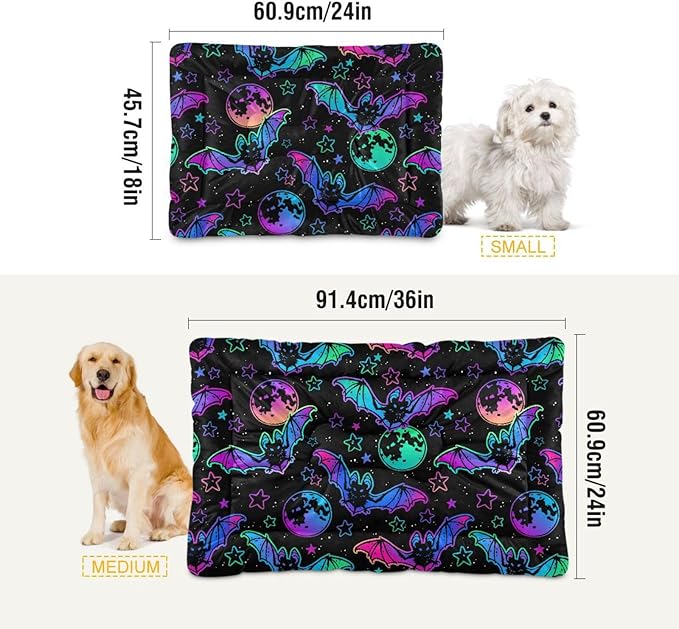 Halloween Bat Moon Pet Bed Cute Dog Bed Mat Absorbing Non Slip Pad Pet Sleeping Mat for Small, Medium, and Large Dogs Puppy Cat 24 in x 18 in