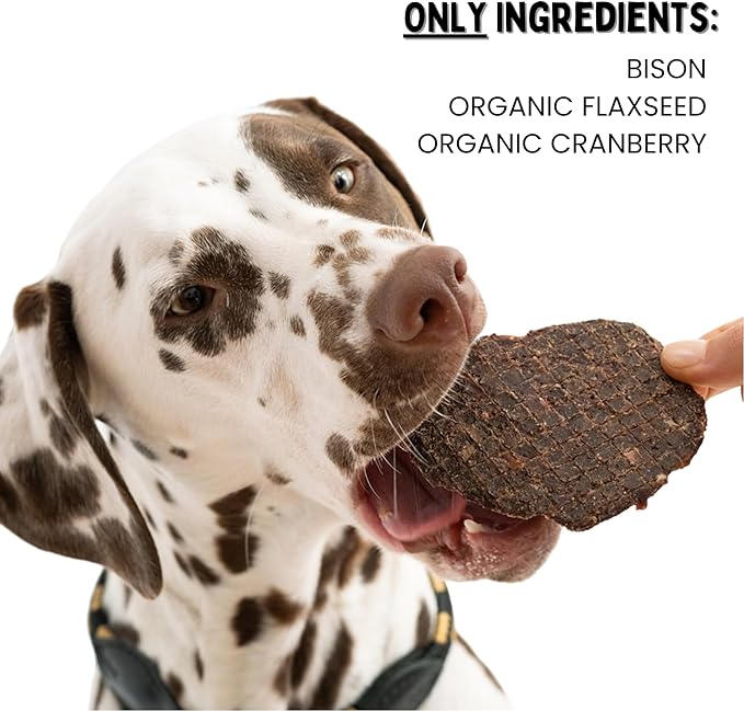 Winnie Lou Bison Burger Jerky Dog Treats – Limited Ingredient, Human Grade, Training Treats for Small, Medium & Large Dogs, USA Made, High Protein, Chews, Hypoallergenic, Sensative Stomach (1 Pack)
