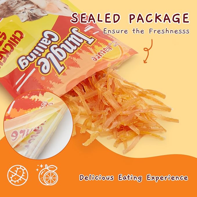 Jungle Calling Soft Training Treats for Small Dog and Cats, Mini Chicken Strips Puppy Training Edible Snacks Easy to Digest, Grain Free (Pack of 2)