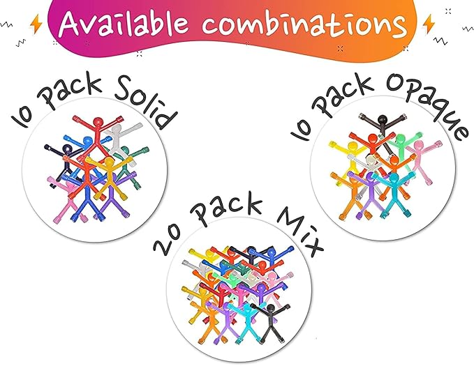 MAGMEN Classic Magnetic Fidget Toy Figures for Kids 3-8 & Toddlers |10pc Opaque Colors Multipurpose Magnets Set for Travel, Airplane Play, Desk & Stocking Stuffer Gifts.