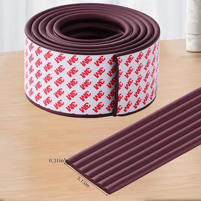 Corner Protector for Baby, Widen Edge Protector with Adhesive Backing, Baby Proofing Edge Corner Protect Self Adhesive Furniture Guard Bumper for Table, Desk, Fireplace (Dark Brown, 6.6ft)