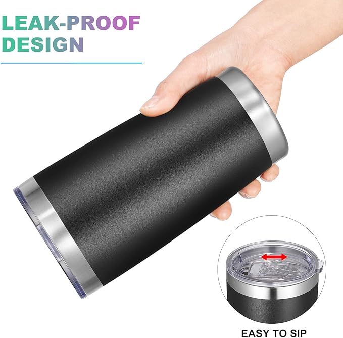 VEGOND 20oz Tumbler with Lid and Straw Stainless Steel Tumbler Cup Vacuum Insulated Double Wall Travel Coffee Mug Powder Coated Coffee Cup(Black 1 Pack)