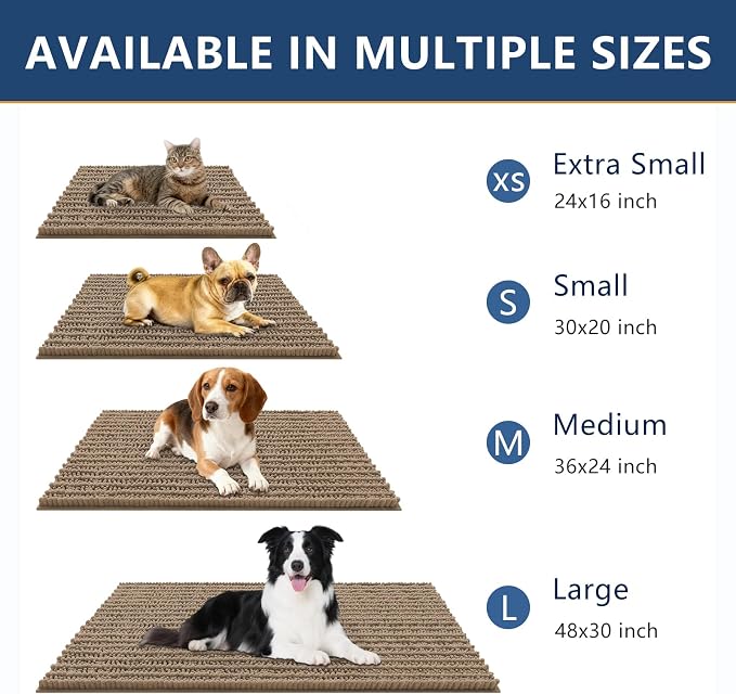 Smiry Dog Door Mat for Muddy Paws 40x24, Absorbent Dirt Trapper, Non-Slip