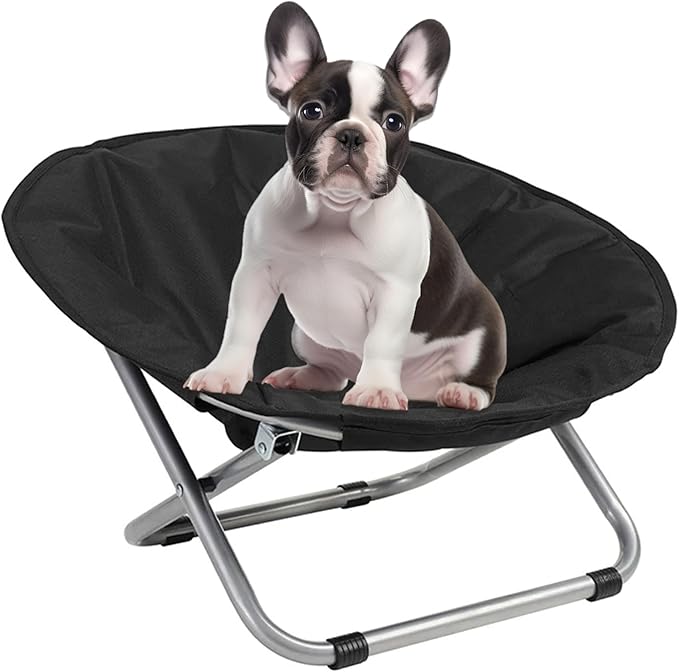 Portable Dog Bed 48 * 38cm Fold Moon Bed Chair, Foldable Taco Pet Bed Elevated Dog Bed, Waterproof Camping Chairs for Small Dogs and Pets - Black