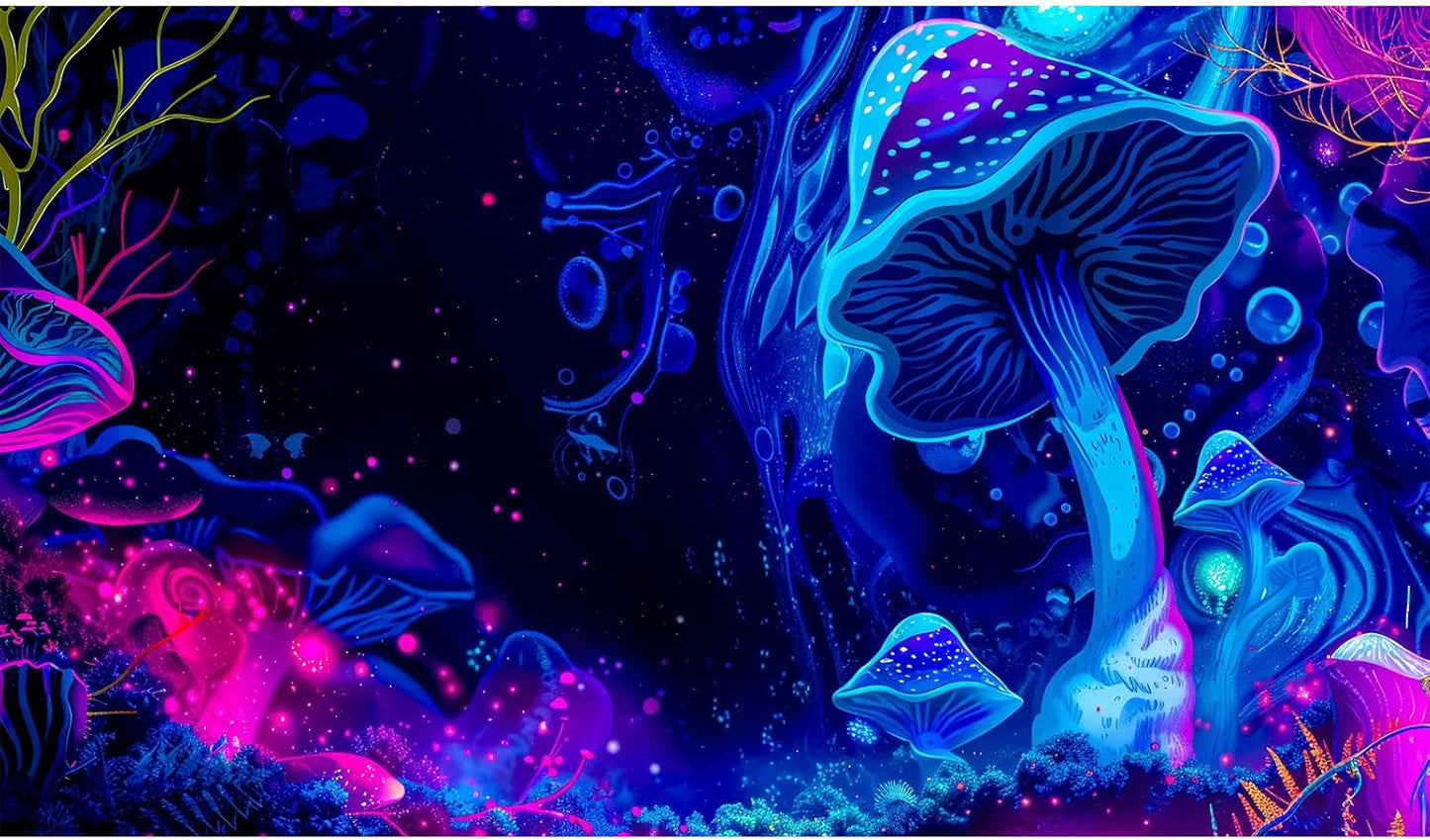 Fantasy Mushroom Forest Aquarium Background Abstract Cartoon Mushroom Reptile Tank Backgrounds Vibrant Jungle Mushrooms Theme Fish Tank Background Magic Mushrooms Reptile Enclosure Backgrounds 60x24in