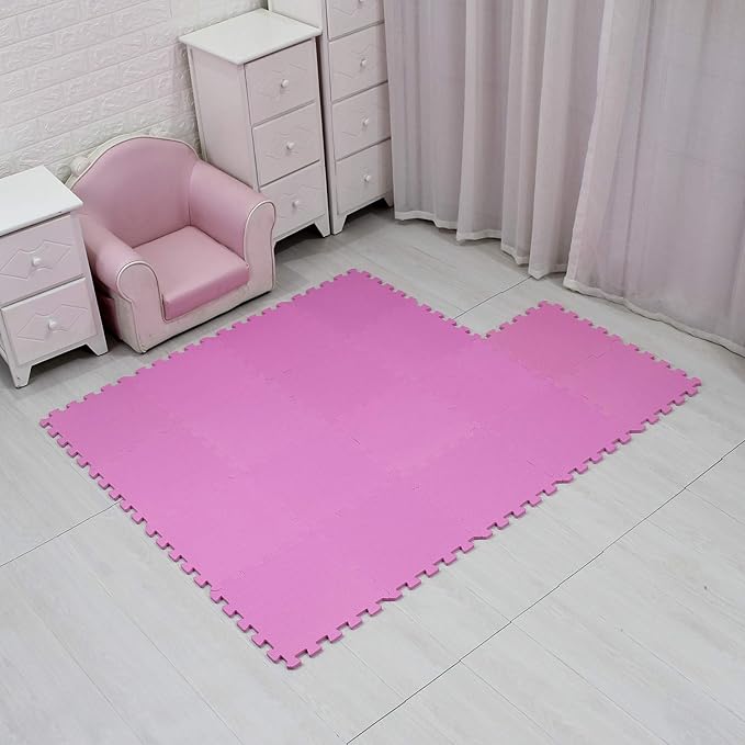 MQIAOHAM® 18 Pieces Puzzle Play Mats, Soft Baby Play Mat, Kids Interlocking Foam Floor Tiles, Toddlers Carpet Playmats G301018-103
