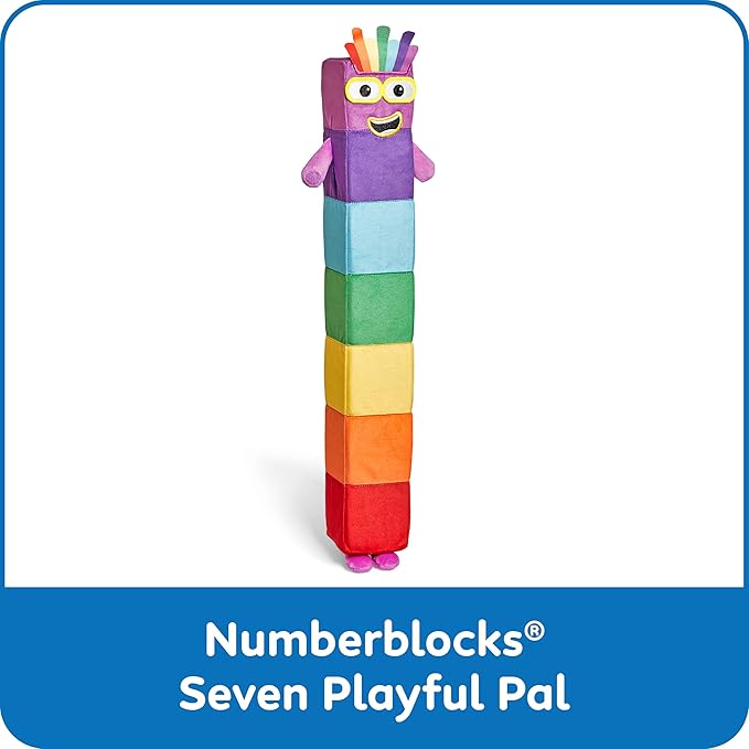 hand2mind Numberblock Seven Playful Pal, Plush Figure Toys, Numbers for Toddlers, Preschool Math Learning Toys, Stuffed Animal Plushies, Counting Blocks, Soft Stuffies, Kids Birthday Gifts