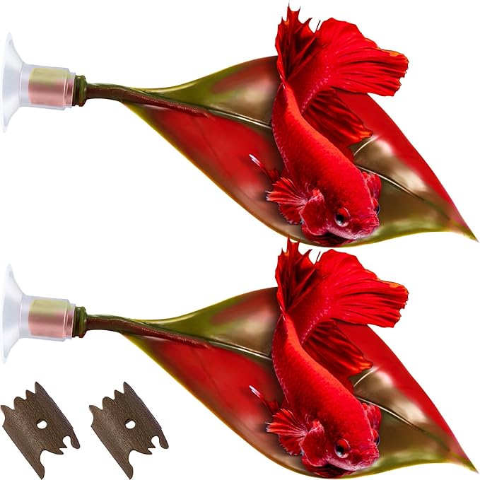 WILLBOND 2 Pcs Red Silicone Betta Fish Bed Leaf Hammock Betta Fish Tank Accessories Decorations for Aquarium Ornaments, Practical Resting Spot, No Bpa, Comfortable and Safe