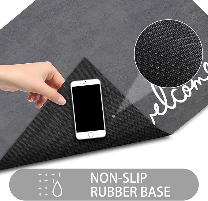 Welcome Mat Indoor, Ultra Thin Door Mat, 1/10 in Thin Door Mats