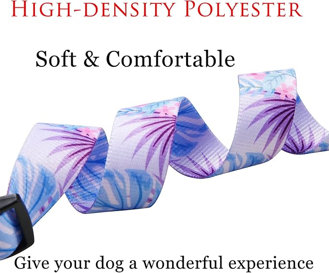 Dog Collar with Bohemia Floral Tribal Geometric Patterns - Soft Ethnic Style Collar Adjustable for Small Medium Large Dogs (Purple Flower, S)