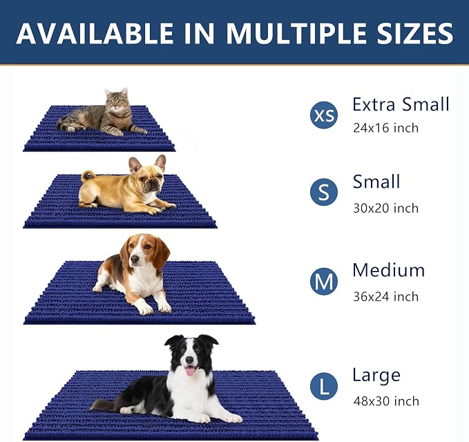 Smiry Dog Door Mat for Muddy Paws 30x20, Absorbent Dirt Trapper, Non-Slip