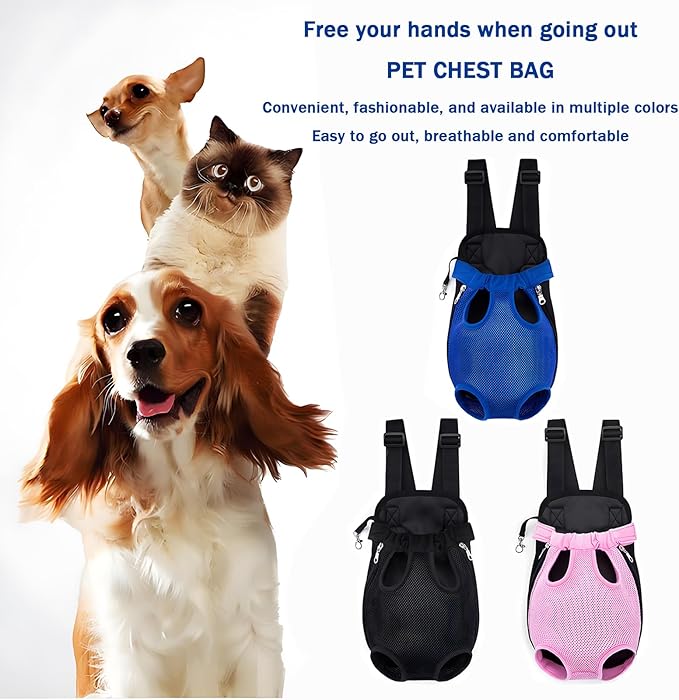 Pet Carrier Backpack, Adjustable Pet Front Carriers for Small Medium Dogs Cats 5-18 Lbs, Legs Out, Dog Cat Carrier Backpack for Hiking,Camping,Traveling,Cycling (Blue, Large（Fit:10-18lb）)