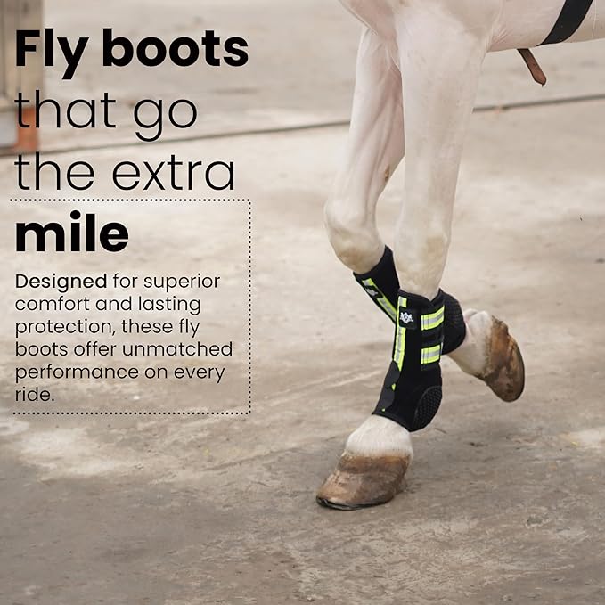 RS Premium Design Gold Line Horse Boots | Comfortable, Protective & Shock Absorber | Sport Boots for Horses Best for Jump Training | Ok Fabric 1682D Provides Ultimate Flexibility (Reflective, Medium)