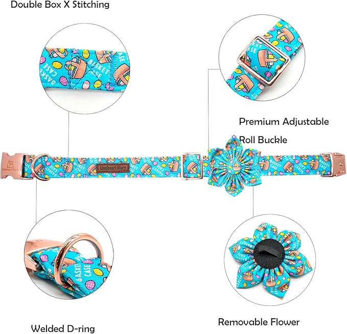 Lionheart glory Easter Day Dog Collar with Flower Dog Collar for Small Dogs, Easter Egg Dogs Collars Colorful Spring Collars Flowers Puppy