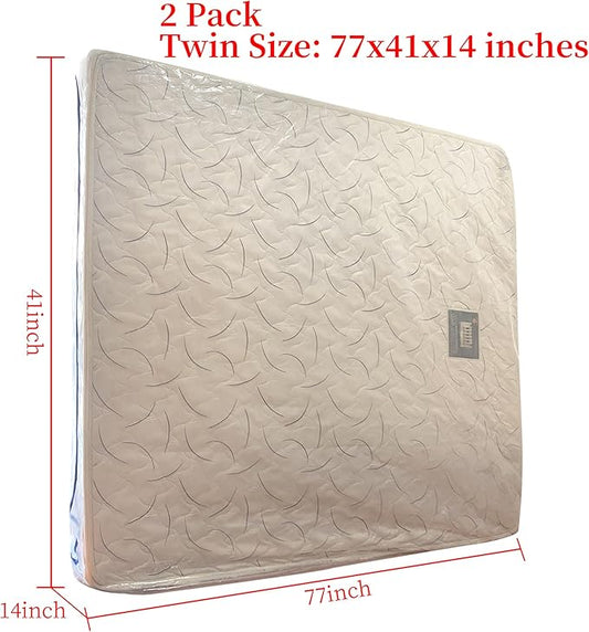 2 Pack Twin Mattress Bags for Moving and Storage-5 Mil Zipper Plastic Waterproof Mattress Storage Bags