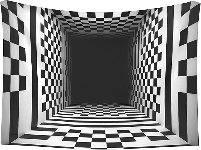 Waterproof Dog Blanket Soft Pet Blanket for Puppy Cat, Fleece Cat Throw Blankets for Furniture Bed Couch Sofa Reversible - 3D Black and White Checkerboard Tunnel