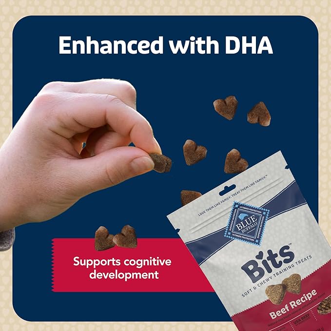 Blue Buffalo Bits Soft Dog Treats for Training, Made with Natural Ingredients & Enhanced with DHA, Beef Recipe, 19-oz Bag (Pack of 4)