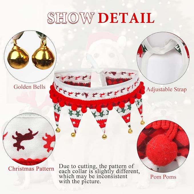 Christmas Dog Collar with Bells,Holiday Dog&Cat Knitted Jingle Dress,Pet Costume Bandana Scarf for Puppy Kitty (L)