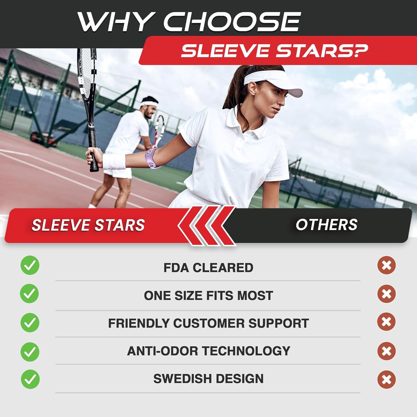 Sleeve Stars Tennis Elbow Brace for Women - Adjustable Tennis Elbow Strap, Golfers Elbow Brace for Men, Counterforce Brace for Tendonitis Relief, Fits 9"-23" (Single/Light Purple)