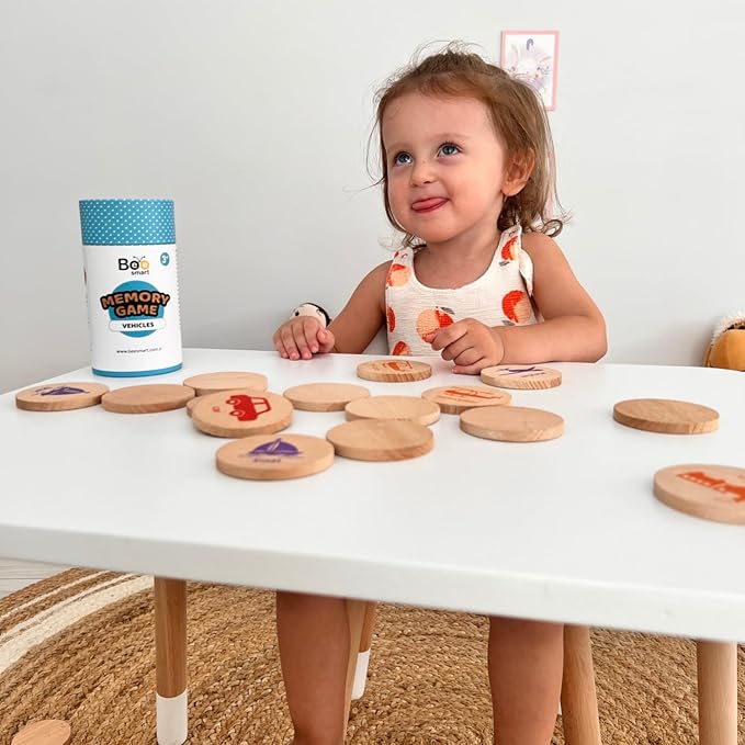 bee smart Wooden Memory Game - Matching Memory Game for Kids 3 and Up, 16Pcs | Educational Toy for Preschool Toddlers Board Games (Monsters)