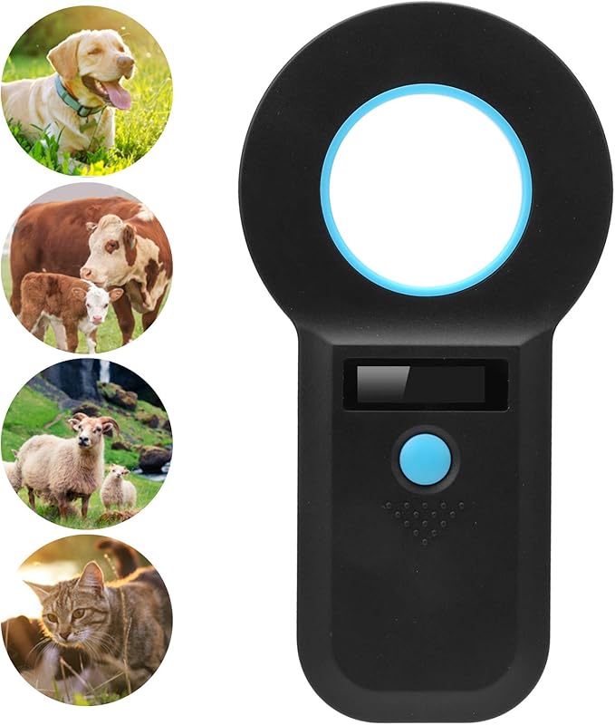 Animal Chip Reader Microchip Bluetooth Scanner RFID Portable Handheld 134.2Khz 125Khz Rechargeable for Pet Management and Traceability ABS Plastic
