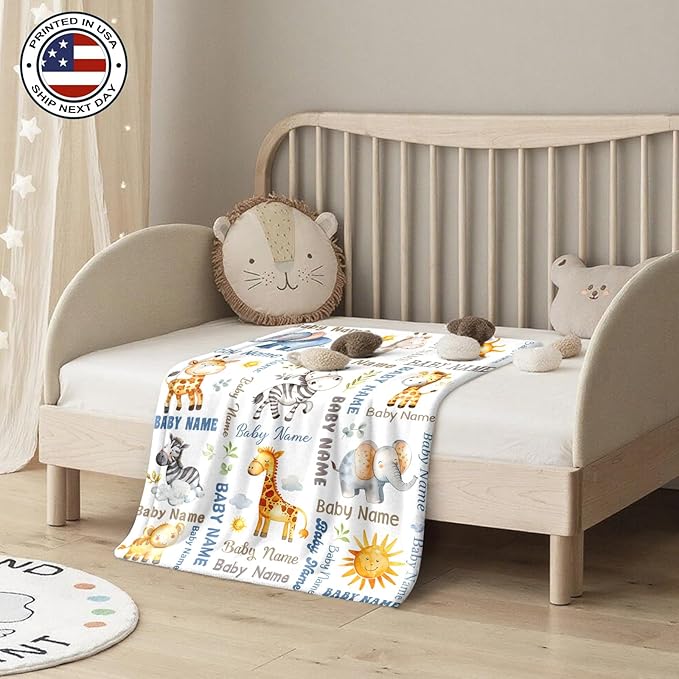 Ship Next Day, Personalized Baby Blanket – Printed in USA, Custom Baby Blanket for Boys & Girls, Baby Blanket with Name, Baby Shower, Easter, Christmas, Birthday Newborn & Toddler Gifts, Baby Gifts