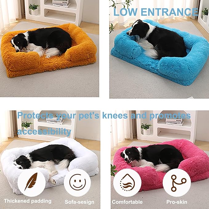 Dog Beds Large Sized dog Orthopedic, Sofa Dog Bed with Waterproof Lining and Nonskid Bottom, Rectangle Washable Dog Bed for Medium Small Dogs and Cats Comfortable ( Color : Purple , Size : 51 x 35" )