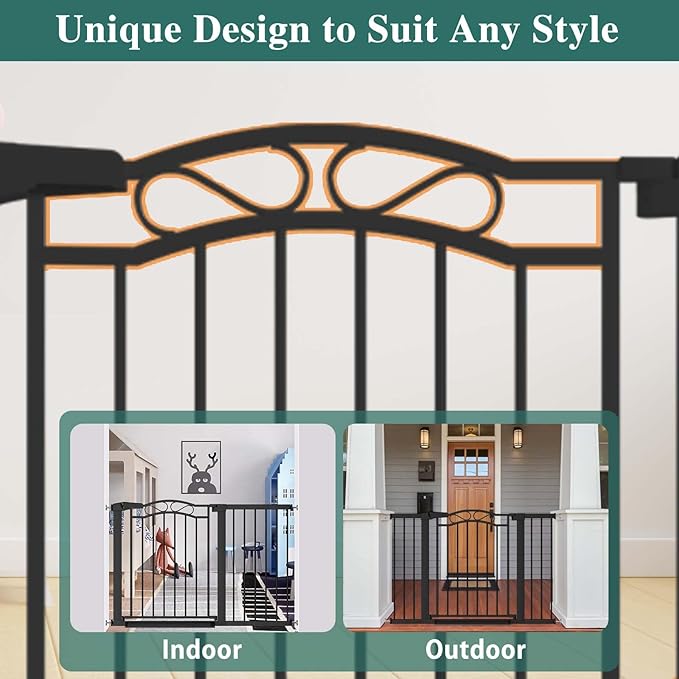 Fairy Baby 62.6"-65.3" Extra Wide Baby Gate with Door, 63 64 65 Inches Walk THR Baby Gates for Stairs Pressure Mounted no Drill, Indoor Tension Metal Child Pet Dog Safety Gate for Kids, Black