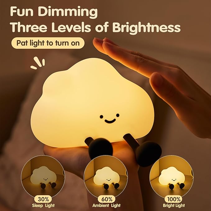 Cloud Night Light for Kids, Adorable Touch Night Lamp Silicone Dimmable LED Nightlight for Nursery Rechargeable Bedside Night Lights for Bedrooms Breastfeeding
